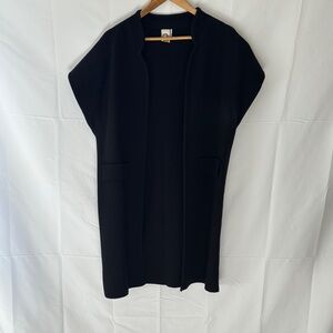 Black Open Front Cardigan Vest
